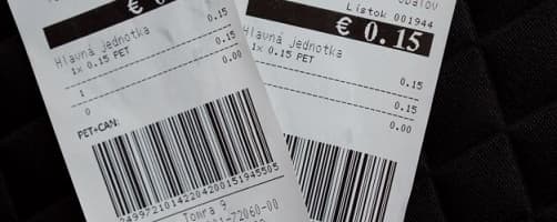 Deposit refund receipt from TOMRA reverse vending mashine