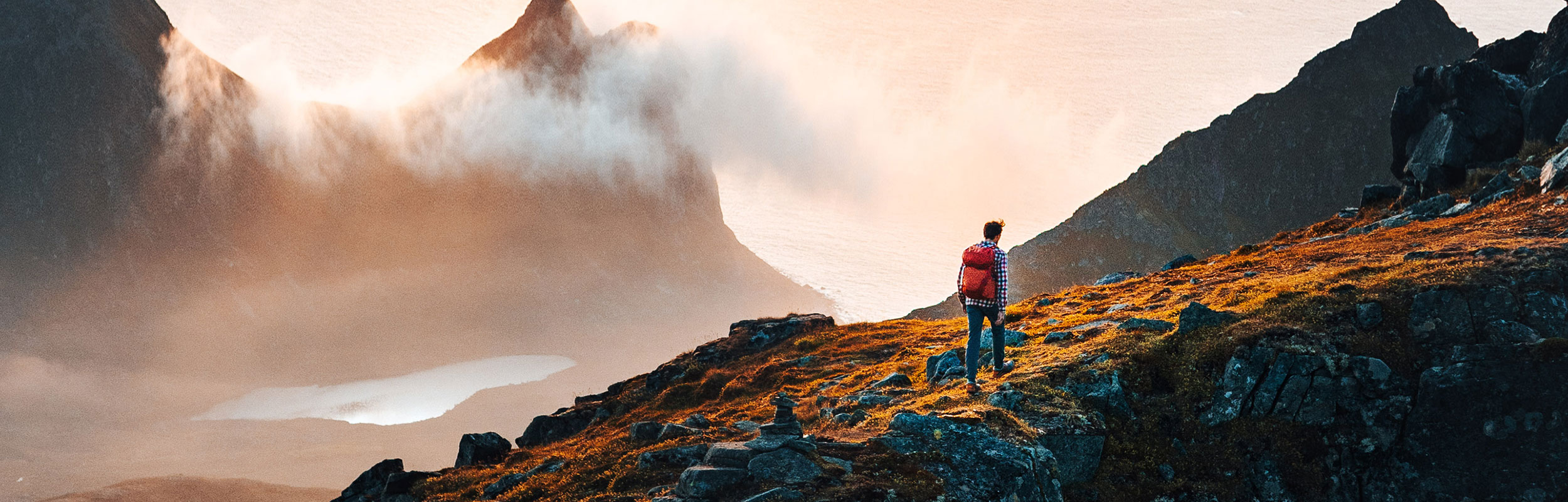 Man hiking in mountain