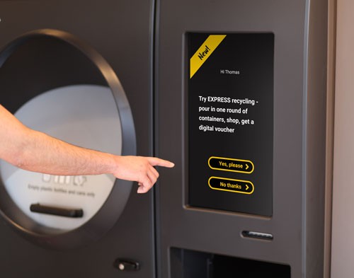 image of display on a reverse vending machine