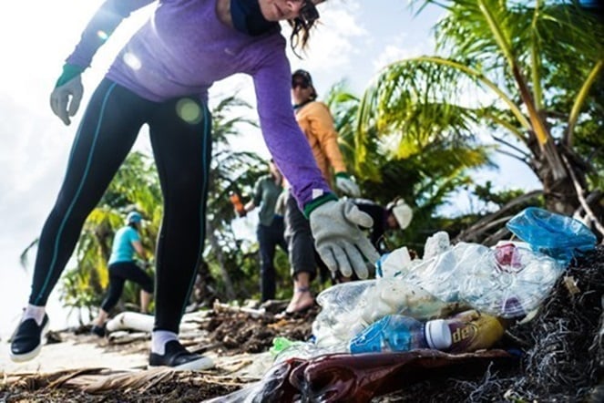 Image of people picking up litter