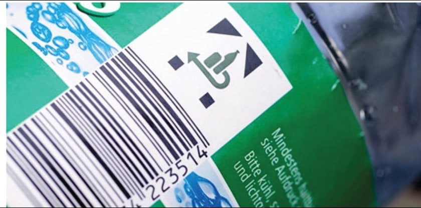 Deutsche Flasche, identifiziert durch ihren Barcode