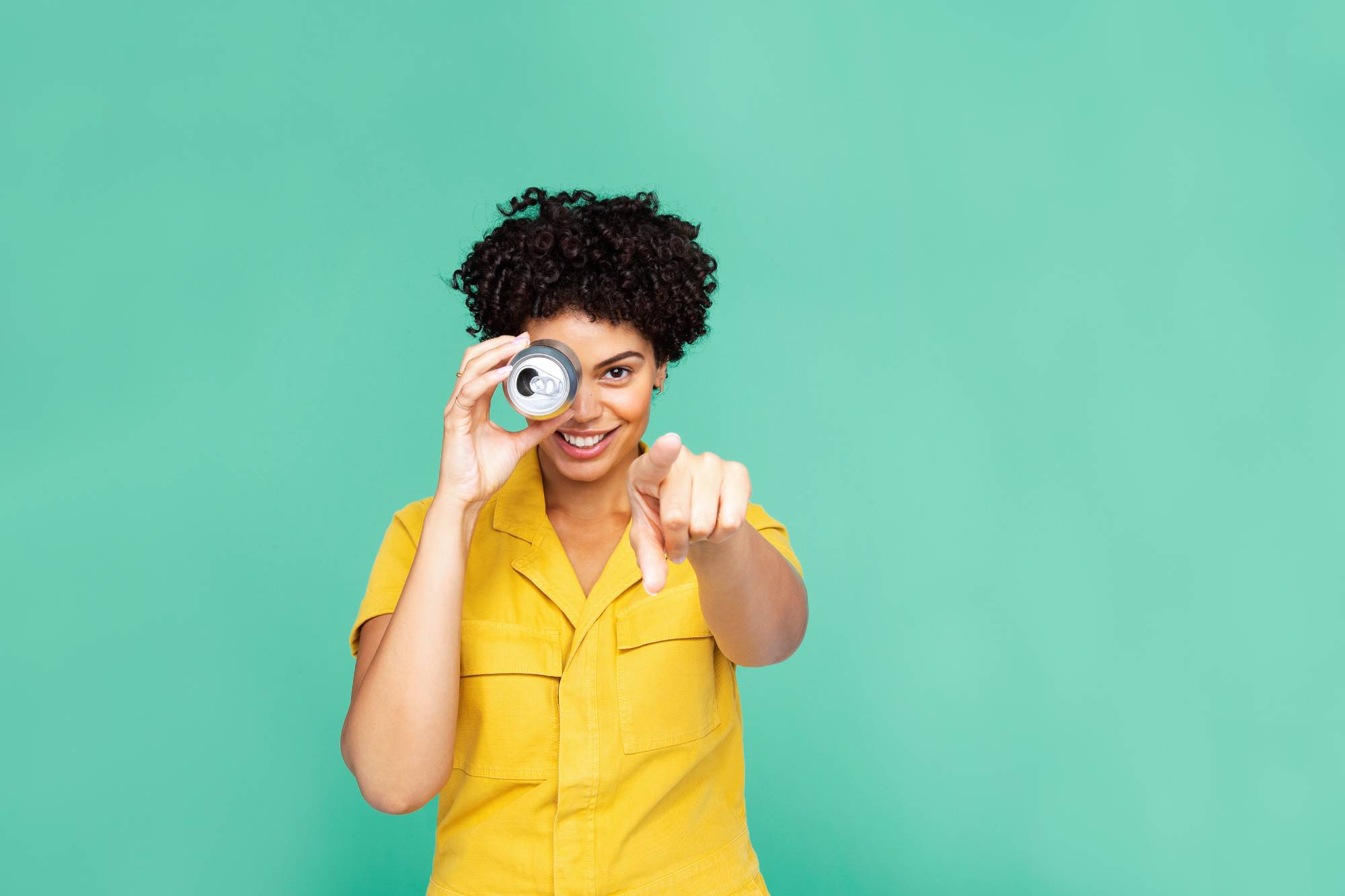 Woman with can
