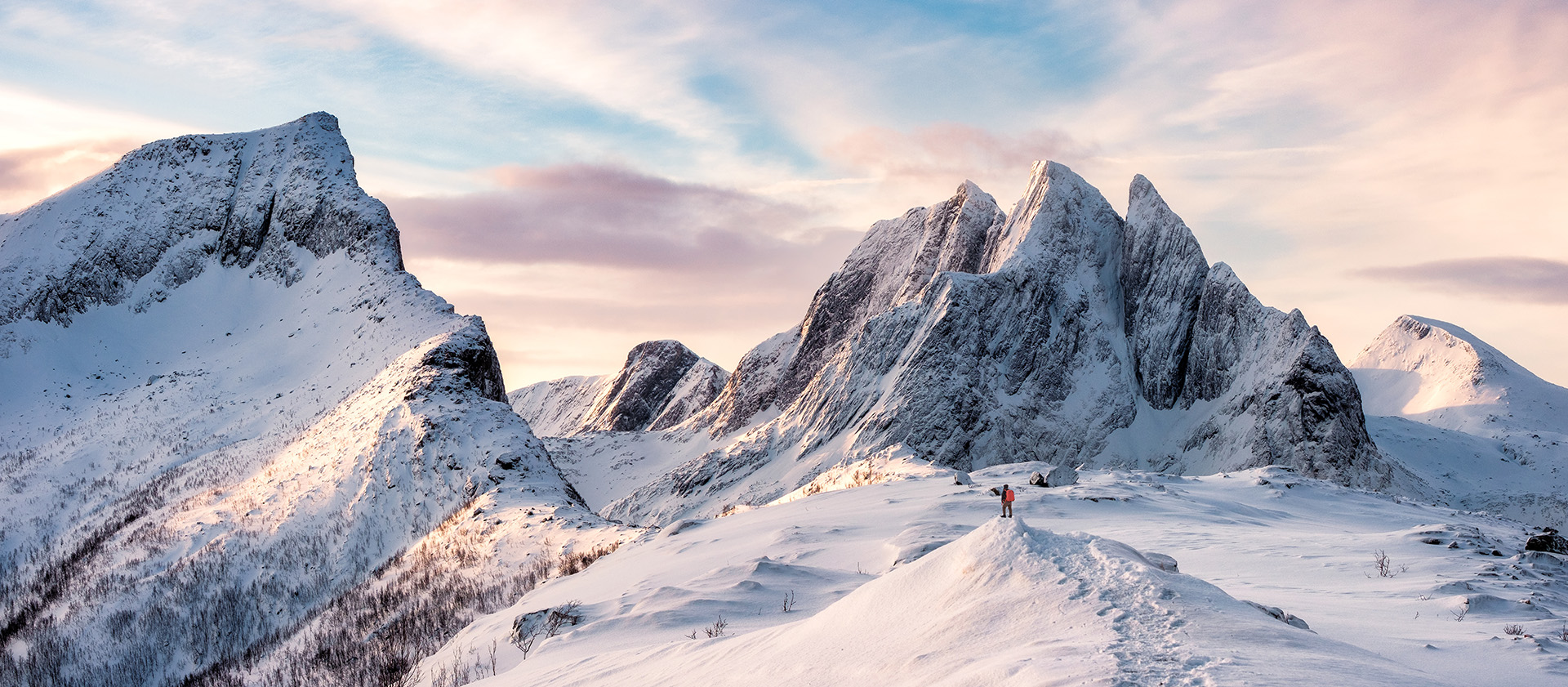 Mountain tops covered in snow