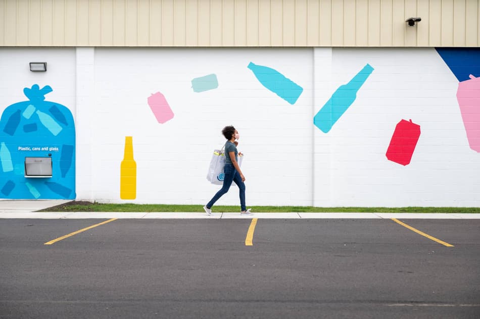 Girl walking in front of the CLR in Buffalo US