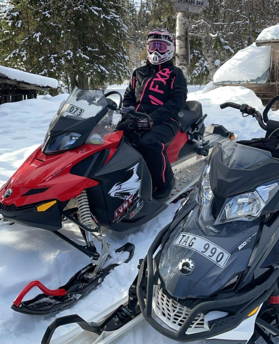 Stine Haugen, on snow scooter