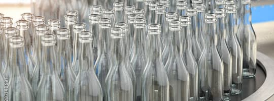 Bottles in a conveyor at a beverage whoelsaler