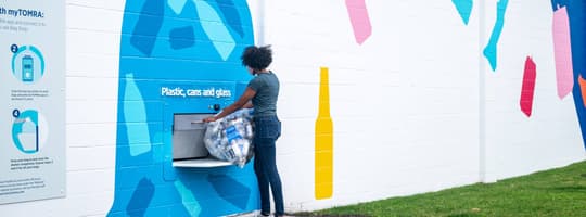 Girl returning bottle in Buffalo