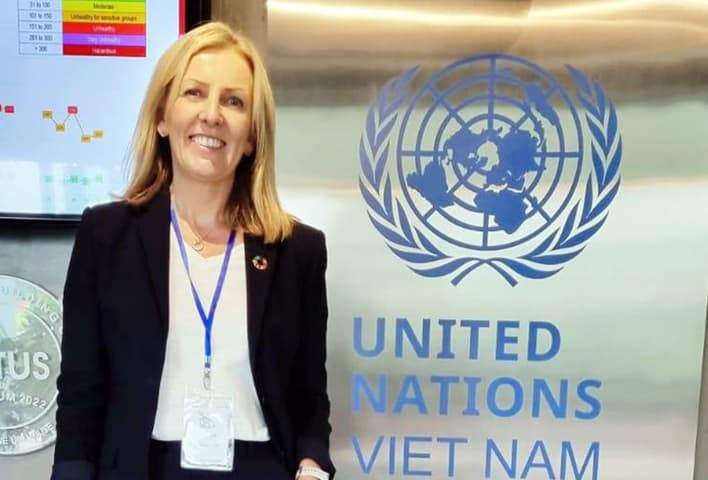 TOMRA President and CEO Tove Andersen at the UN office in Vietnam