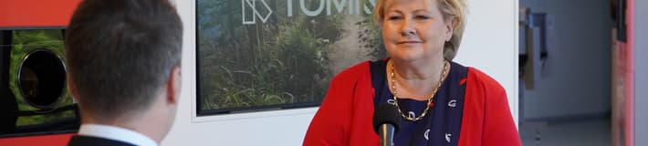 Erna Solberg speaks in TOMRA Asker