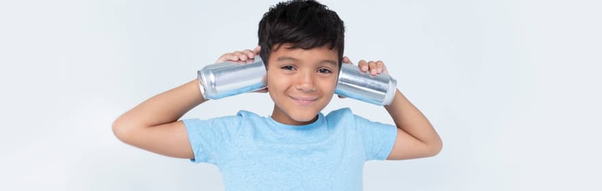Image of boy with cans