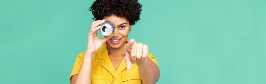 Woman with can