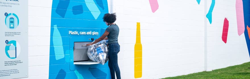 Girl returning bottle in Buffalo