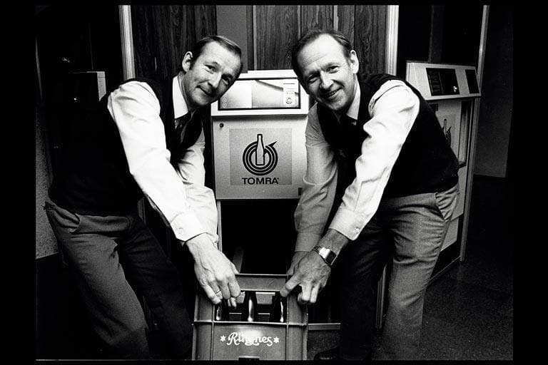Image of Planke brothers with first fully-automated crate machines