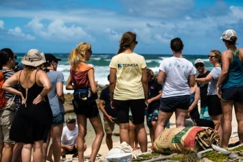 TOMRA employees collecting waste on beaches