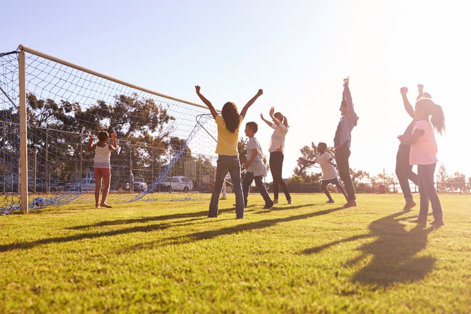 Children playing football