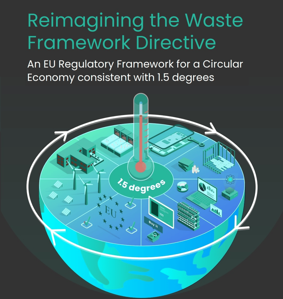 Reimagining the Waste Framework Directive, with a graphic illustrating a framework consistent with 1.5 degrees global warming
