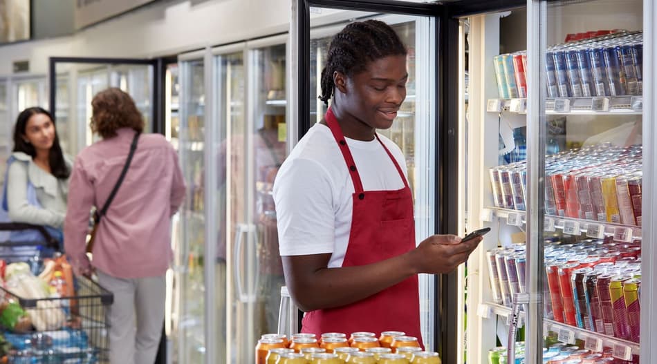Image of retailer using device