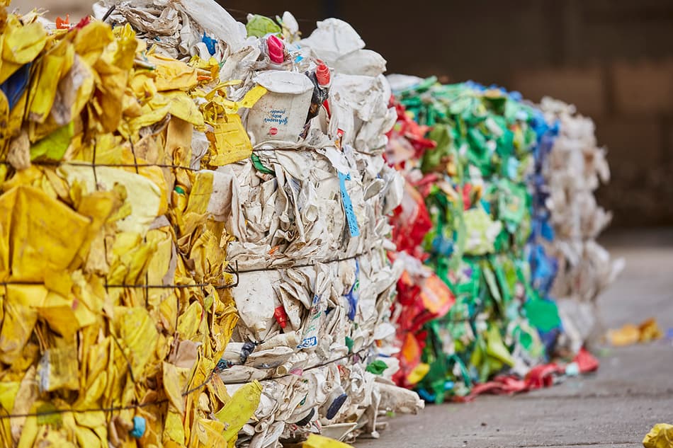 Piles of packed plastic