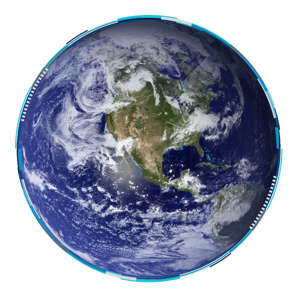 Image of Earth surrounded by TOMRA Orbit graphic