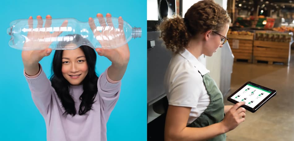 women using ipad and asian lady holding a bottle