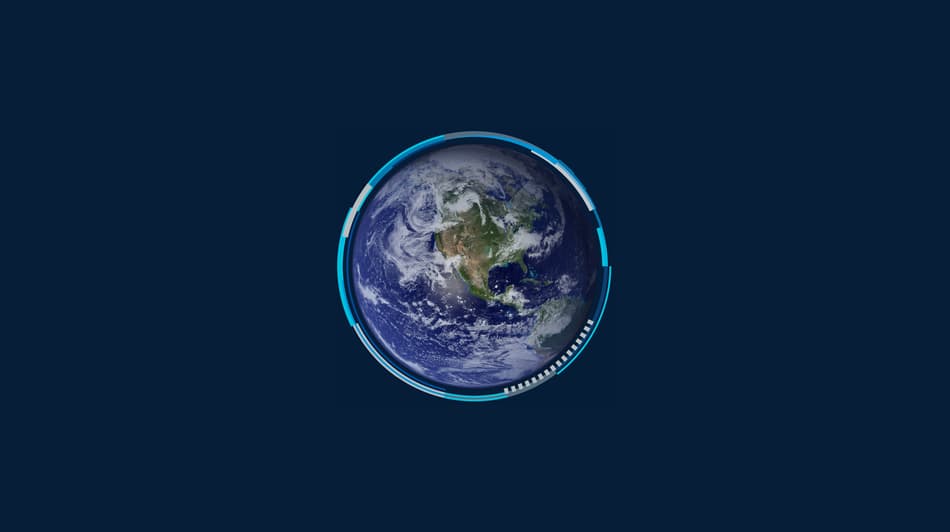 Globus mit TOMRA-Umlaufbahn